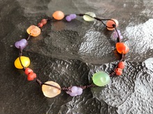批發阿拉善戈壁原石瑪瑙彩珠搭配紫羅蘭腳鏈飾品