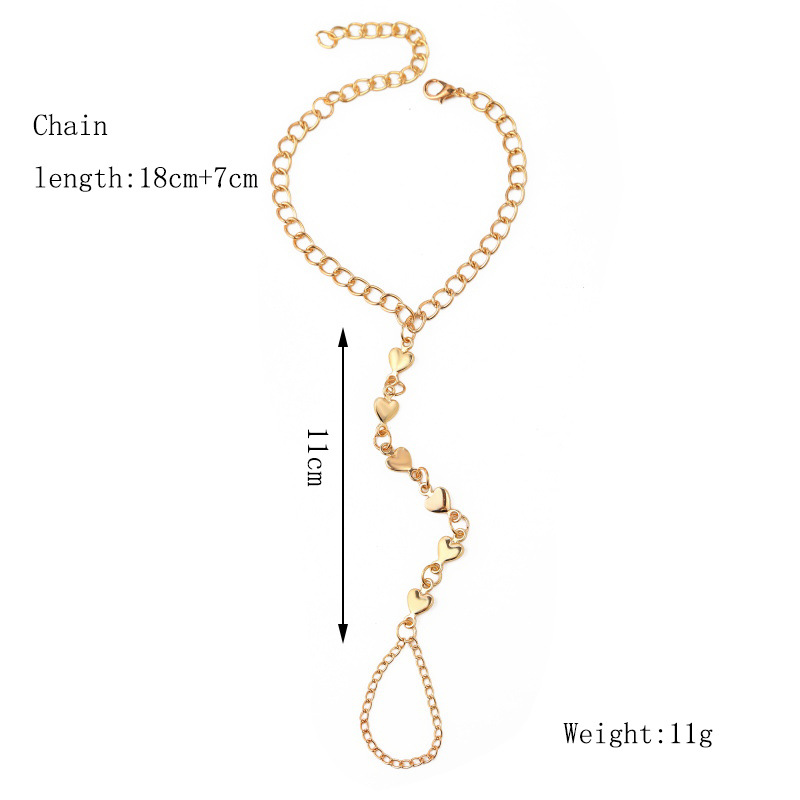 Simple Long Chain Love Finger Chain Bracelet display picture 7