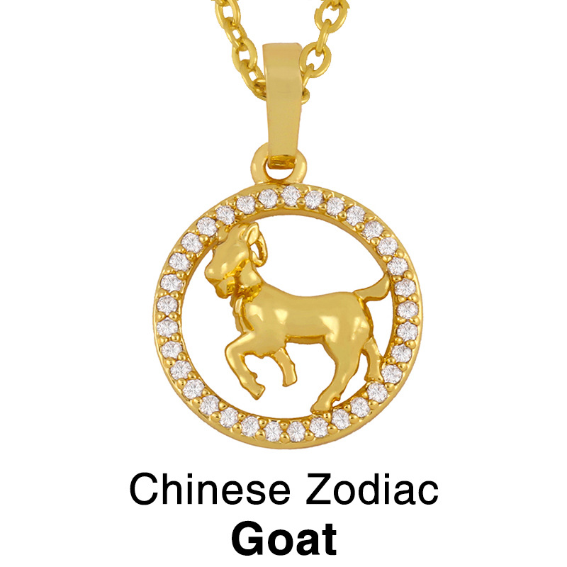 Chinese style 12 zodiac pendant simple diamond animal necklace