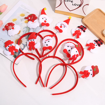 圣诞节发箍儿童发饰圣诞老人头饰麋鹿雪花帽子派对毛绒发窟头箍女|ms