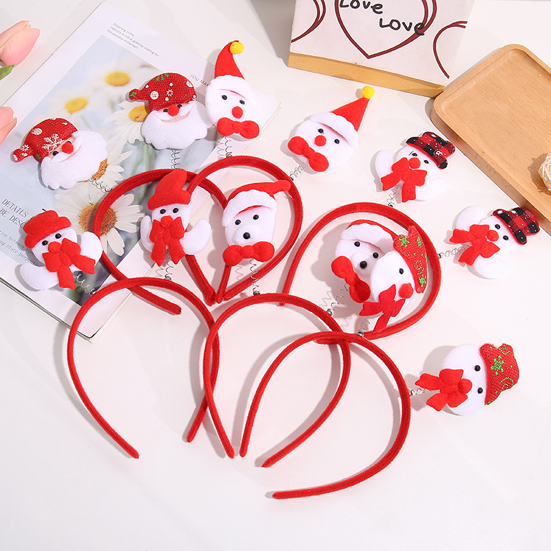 圣诞节发箍儿童发饰圣诞老人头饰麋鹿雪花帽子派对毛绒发窟头箍女|ms