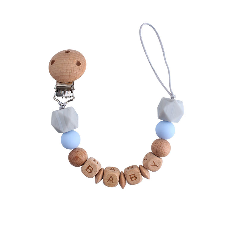 DIY creativo cuentas de silicona mordedor haya chupete clip bebé nombre chupete cadena Comercio exterior Amazon Venta caliente