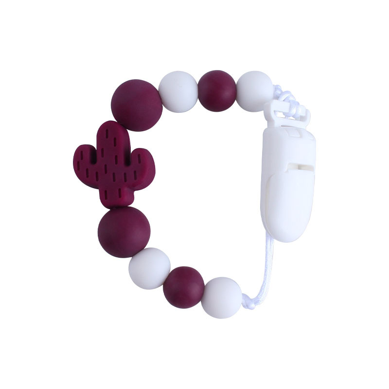 Bebé plástico chupete clip bebé calmante silicona cactus chupete cadena anti-gota cadena Amazon nuevo caliente