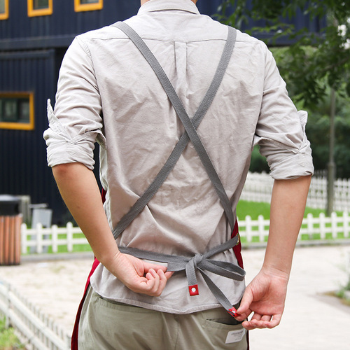 Aprons for kitchen cooking, printed logo, hairstylist, manicure, milk tea shop, baking, men's and women's restaurant denim work clothes