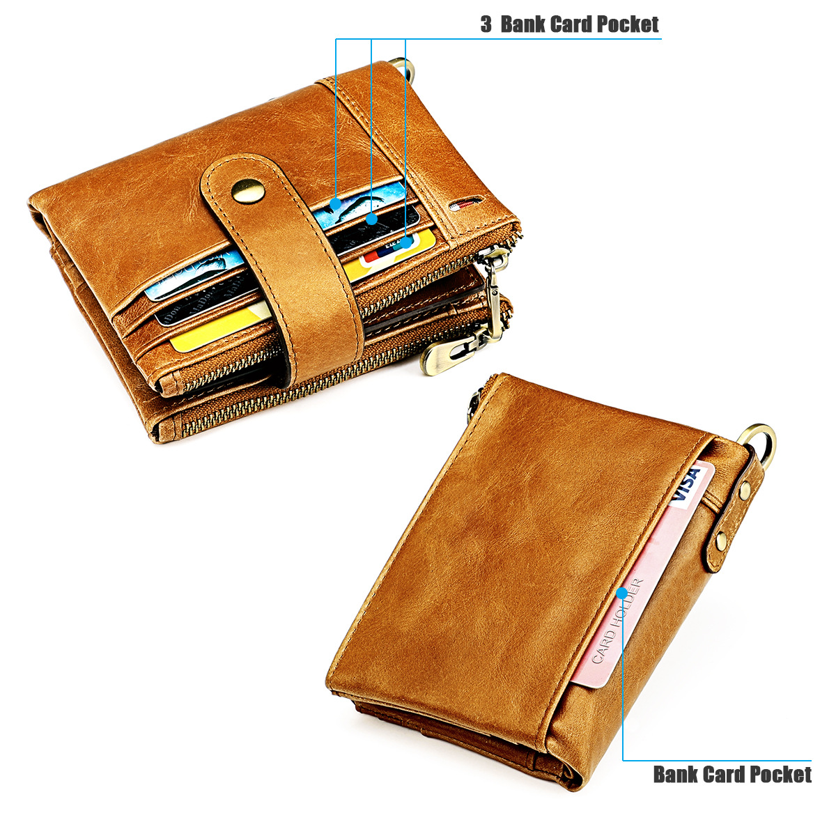 New Anti-theft Brush Wallet Multi-card Slot Leather Coin Purse Zipper Purse display picture 21