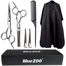 Blue ZOO理美发店沙龙家用人防水围布剪刀碳梳鸭嘴夹理发6件套装