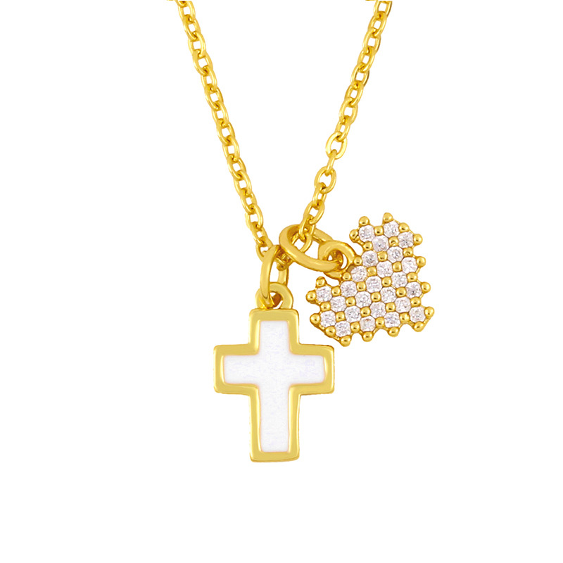 Korean short five-pointed star shell pendant diamond four-leaf clover copper clavicle chain necklace