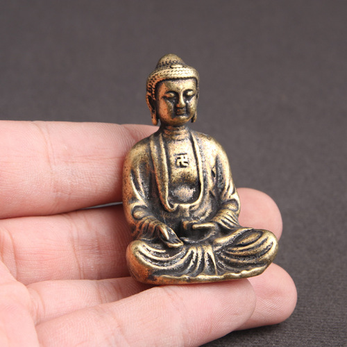 Solid brass antique antique Tathagata Buddha statue home table decorations for Sakyamuni Buddha statue cultural toys