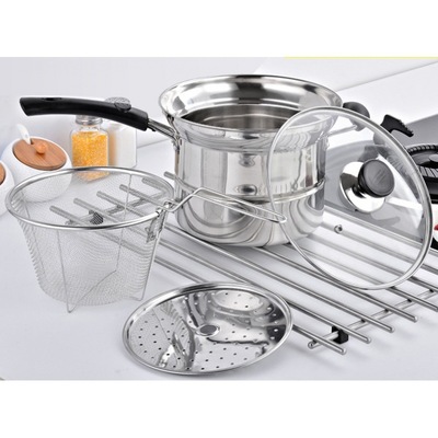 不鏽鋼面條鍋蒸煮炸鍋火鍋家用多功能電磁爐蒸煮鍋學生宿舍禮品鍋