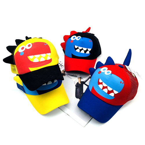 Summer Children Hat Wholesale Korean Version New Cute Cartoon Baby Baseball Cap Dinosaur Shaped Visor Hat