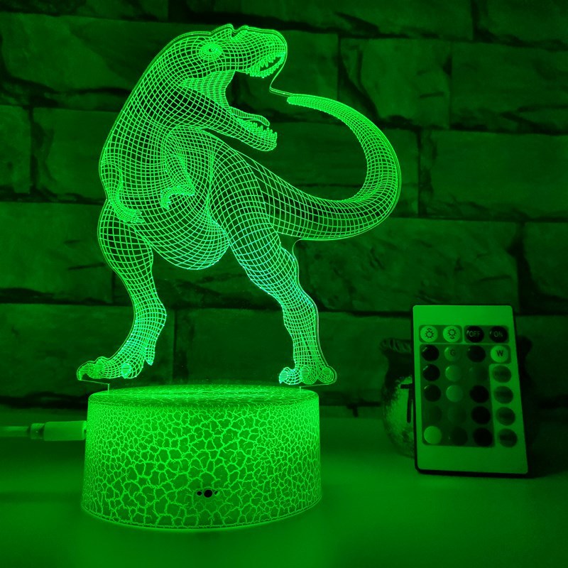 Creative Dinosaur Series 3D Night Light LED Crack Remote Control Gift 3D Table Lamp Support DIY Customization