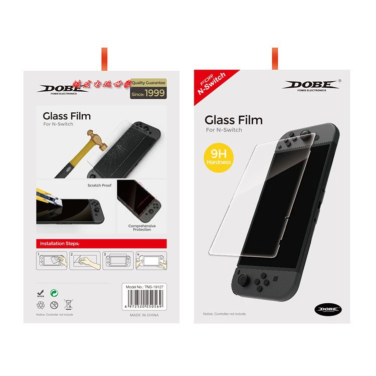 Защитное закалённое стекло DOBE TNS‑19127 для Nintendo Switch, анти‑пальцевое, 2 шт.