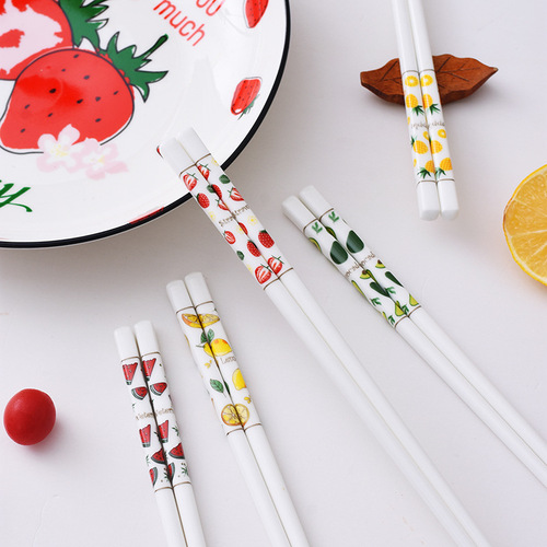 New summer fruit ceramic chopsticks for home use no paint no wax high temperature sterilization family pack pattern gift box