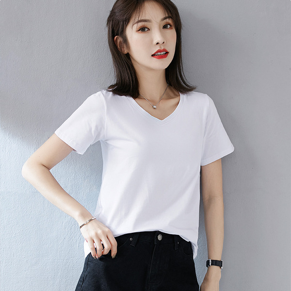 Summer cotton solid T-shirt