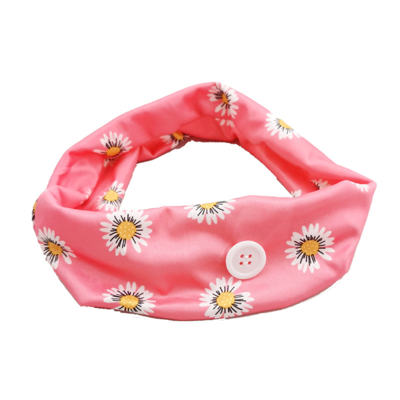 Fashion Daisy Hair Band Button Turban Ear Anti-hanging Headband Epidemic Protection Wide Headband Sports Turban display picture 7