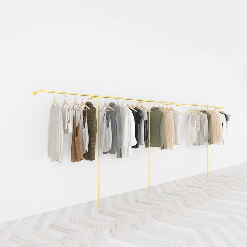簡約服裝店展示架女裝挂衣架上牆落地式壁挂貨架童裝側挂架納米銀