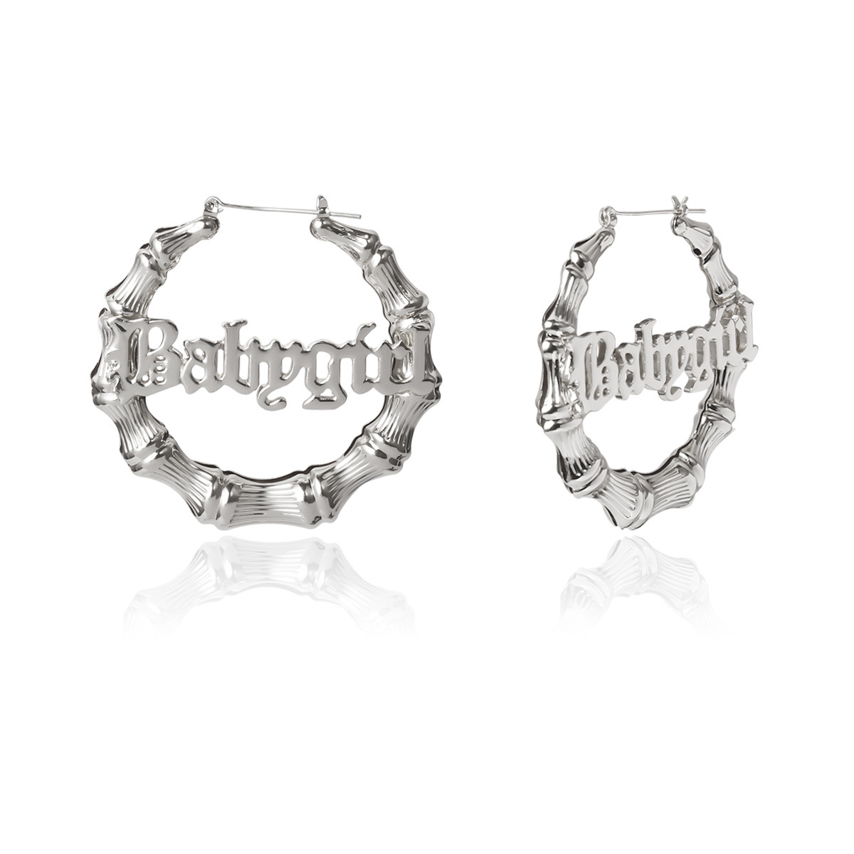 32g Weight No Inlaid Inlay Material Earrings, Ear Studs Classification Travel Occasion Alloy Material Letter Pattern Women'S Gender Plating Design Simple Style Style White, Gold Color New Fashion Hollow Letter Punk Earrings Slub Ring Retro Earrings 7