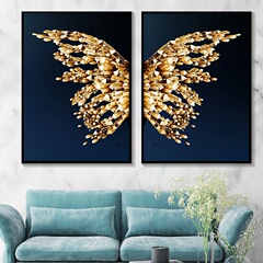 Nordic Modern High Definition Home Wall Decor Painting Dual Gold Butterfly Wings Oil Spray Painting Cross-border Supply