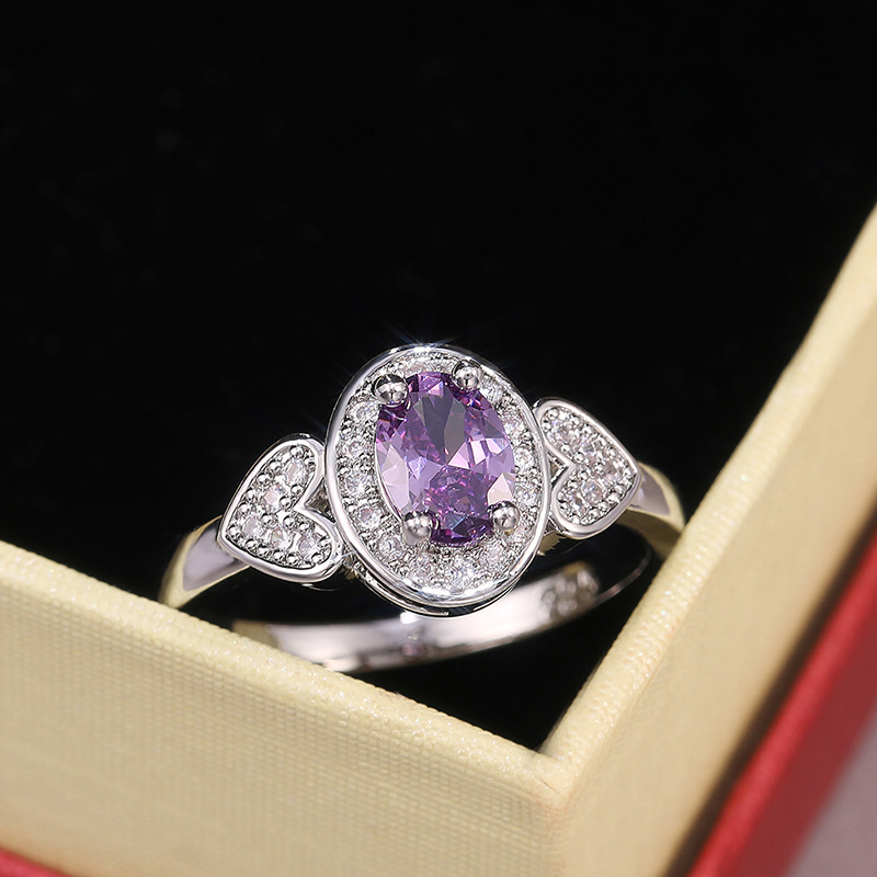 Fashion Creative New Retro Purple Zircon Ladies Copper Ring Hand Jewelry display picture 3