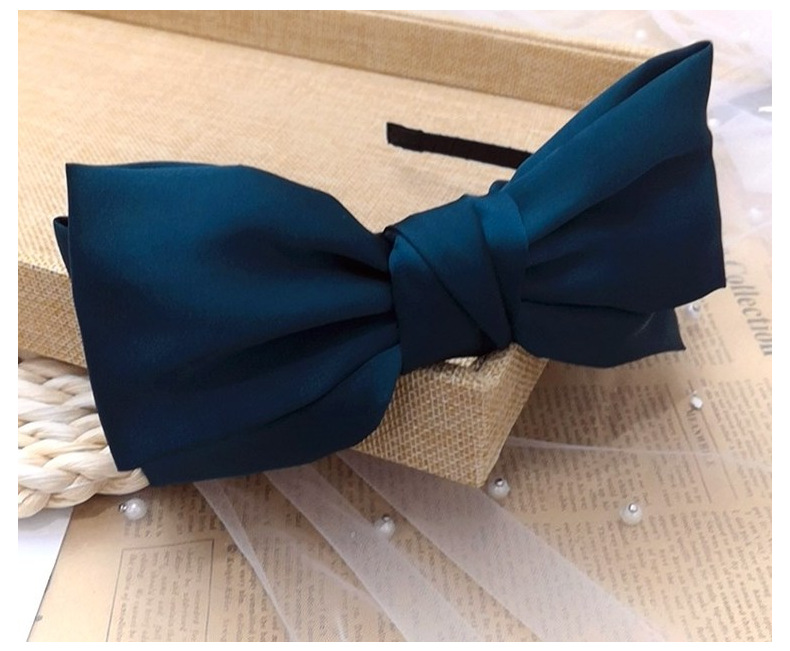 Korean Double-layer Big Bow Headband Pure Color Satin Cloth Wide-sided Hair Hole Headband Wholesale Nihaojewerly display picture 4
