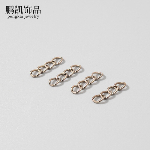 100 pieces of jewelry accessories four-section chain, four-section metal braided chain, keychain chain DIY with small loop hanging chain