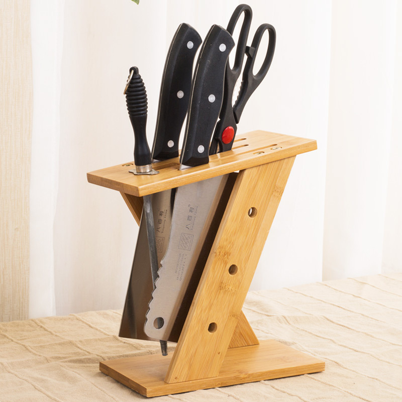 楠竹刀架厨房用品置物架多功能实木菜刀架刀座刀具架收纳架|ru