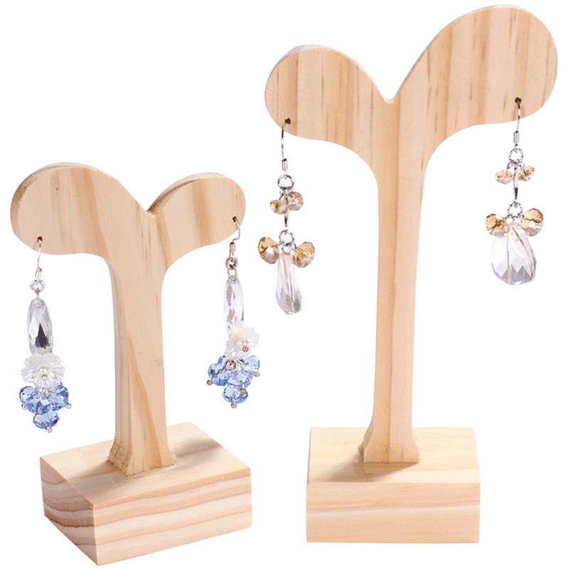 原木耳钉展示板 原木耳坠银饰品耳环展示架 首饰拍摄架道具