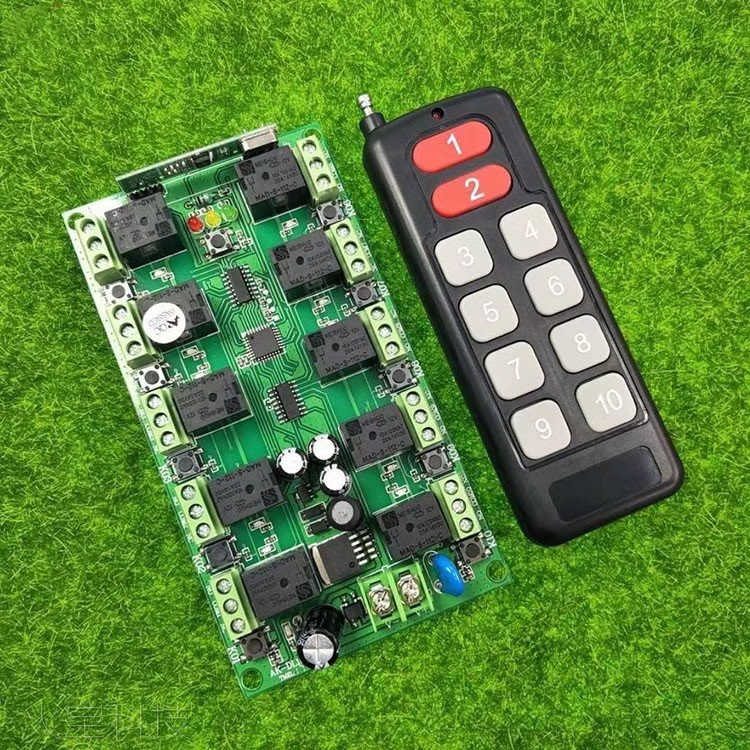 红黑10键无线遥控独立学习型DC12V24V十路LED灯具开关控制器套装