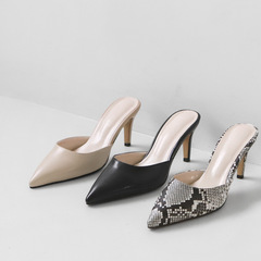 新款外穿拖鞋女包頭居家半拖鞋後空時尚韓國拖鞋尖頭夜店高跟鞋