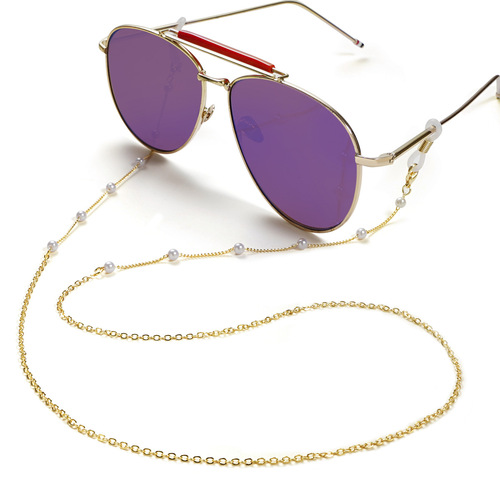 New fashionable pearl chain lanyard anti-lost lanyard necklace glasses chain (flat word pearl + o word)