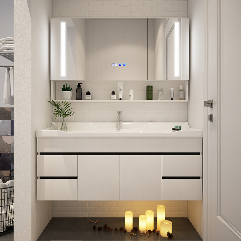 北歐實木智能衛生間浴室櫃洗手盆櫃組合洗漱台洗臉盆櫃組合洗漱台