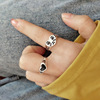 Black fashionable ring, retro accessory, simple and elegant design
