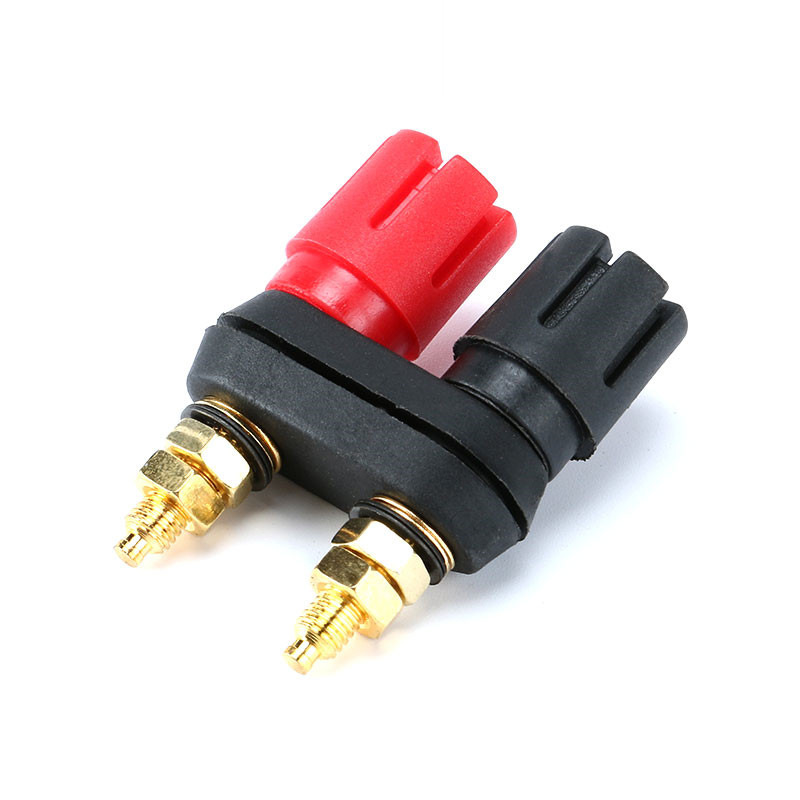 红黑双拼接线柱 连体接线柱 功放音响接线柱端子 香蕉插座镀金