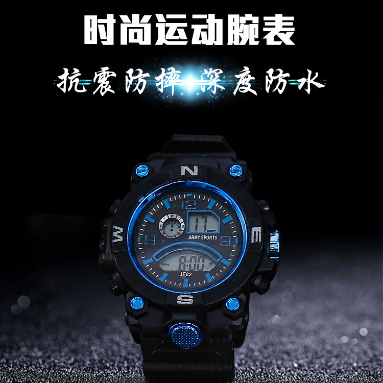 新款石英电子表SYA品牌时尚精美运动手表防水大表盘户外LED腕表