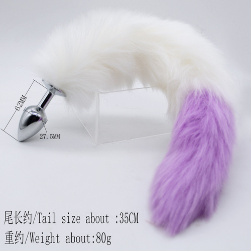Multi-color tail plush hair clip ear role-playing makeup metal anal plug chrysanthemum sex toy SM