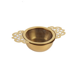 Stainless steel tea filter 304 stainless steel golden double handle tea filter mesh tea filter tea separator accessory
