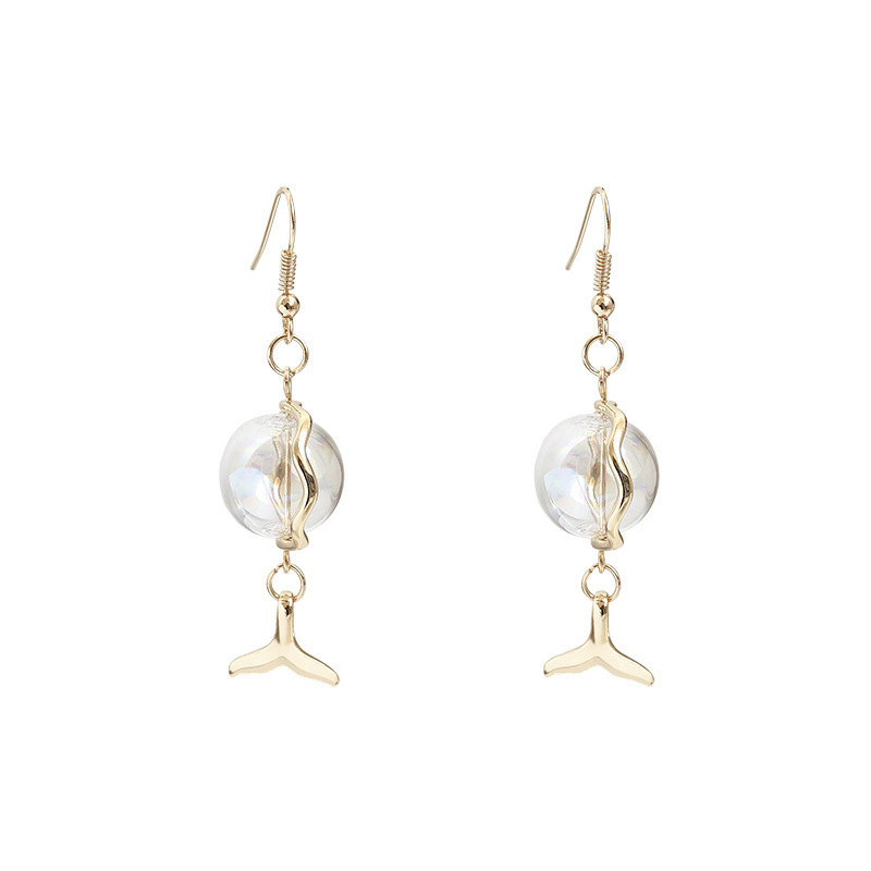 Fashion Simple Bubble Glass Ball  Earrings Simple Fish Tail Earrings  Wholesale display picture 5