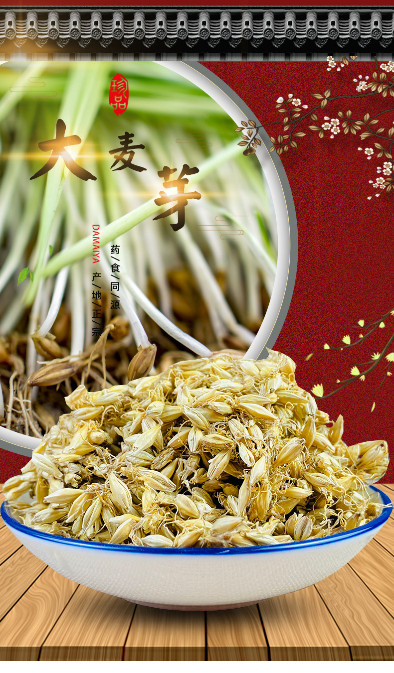 Dried Barley Malt Sprout Mai Ya 大麦芽 500g Whole Dried Sprouted Barley for Herbal Tea and Decoction overview