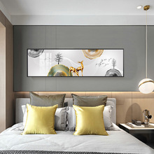 卧室装饰画抽象创意羽毛挂画北欧风床头壁画现代简约横版客厅墙画