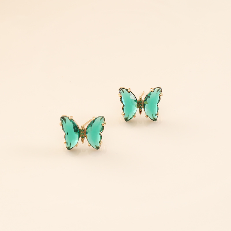 Boucles D&#39;oreilles Papillon En Diamant Incrusté De Zircons Colorés display picture 4