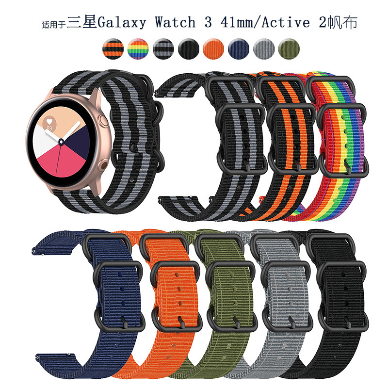 For Samsung Galaxy Watch 3 41mm/Active 2 canvas wristband canvas replacement strap hot sale