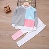 Girls’ suit Korean striped color matching T-shirt