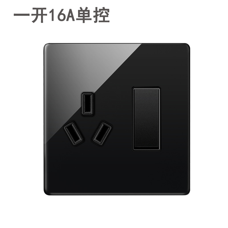 Lingsong interruptor de vidrio socket espejo negro 86 tipo panel de Interruptor táctil inteligente de cinco agujeros fábrica al por mayor