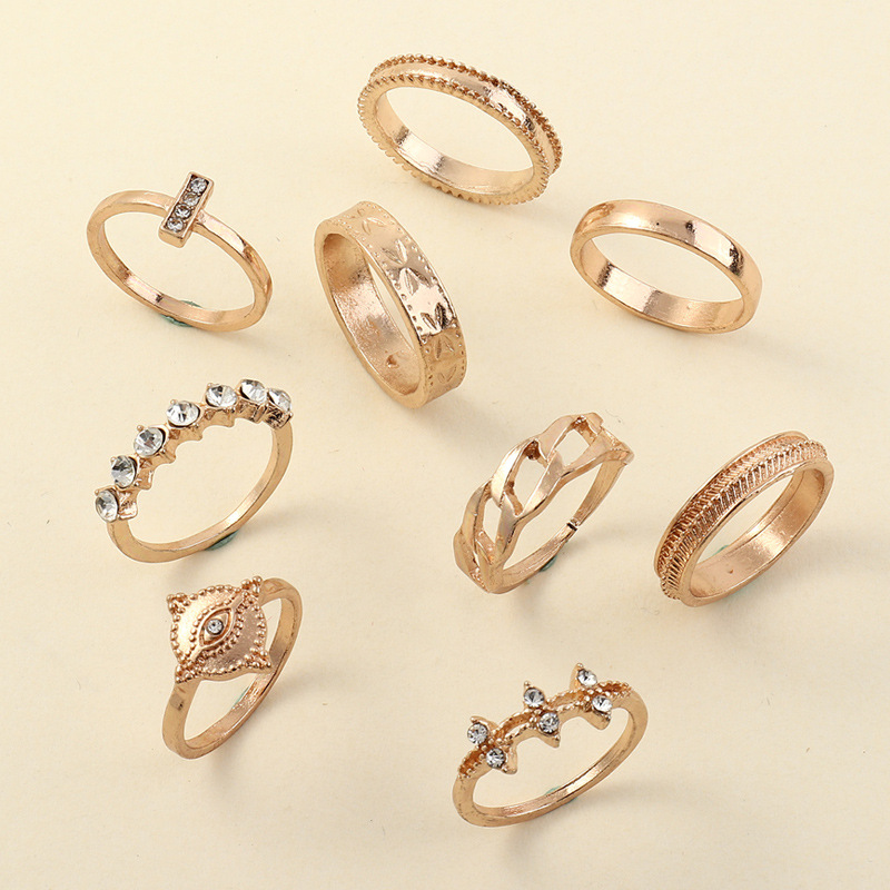 Fashion Geometric Piece Set Zircon Ring Set display picture 2