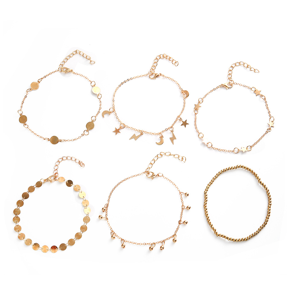 Conjunto De 6 Piezas De Pulsera De Borla De Gota De Agua De Estrella De Cinco Puntas Con Estrella De Luna De Relámpago Simple display picture 6