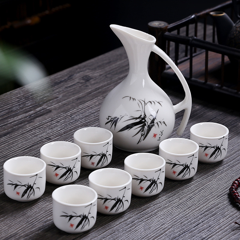 创意中式陶瓷酒具套装白酒小杯中式黄酒分酒器半斤装可定制logo