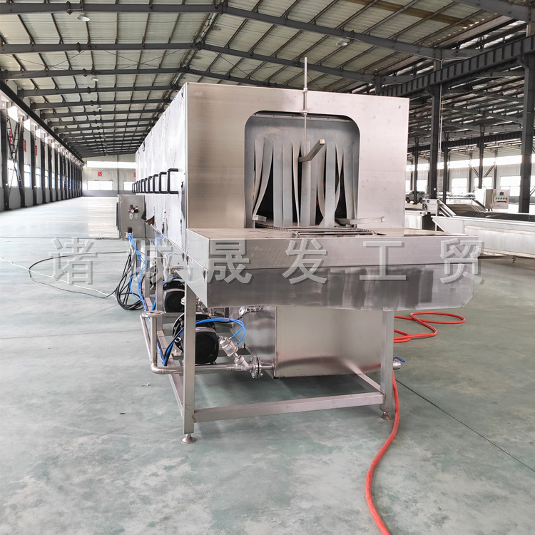 水果蔬菜周转筐清洗机 隧道式塑料食品周转筐清洗机 全自动洗筐机