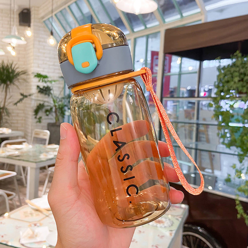 夏季新款吊带弹跳塑料杯可爱儿童水杯大容量户外运动水杯定制杯子|ms