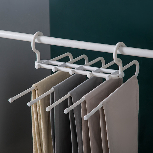 Trouser rack multi-functional telescopic multi-layer storage trouser rack clothes hanger drying rack magic trouser rack wardrobe trouser hanging rack cool clothes hanger