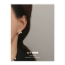 高保色真空电镀真金 法式复古ins天然贝壳贝母简约花朵<font red=H>耳钉</font>耳饰女